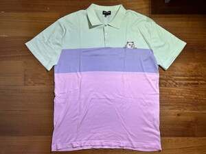 Men’s - RIPNDIP XL Lord Nermal Pastel Colorblock Polo Shirt - Mint Lavender Pink